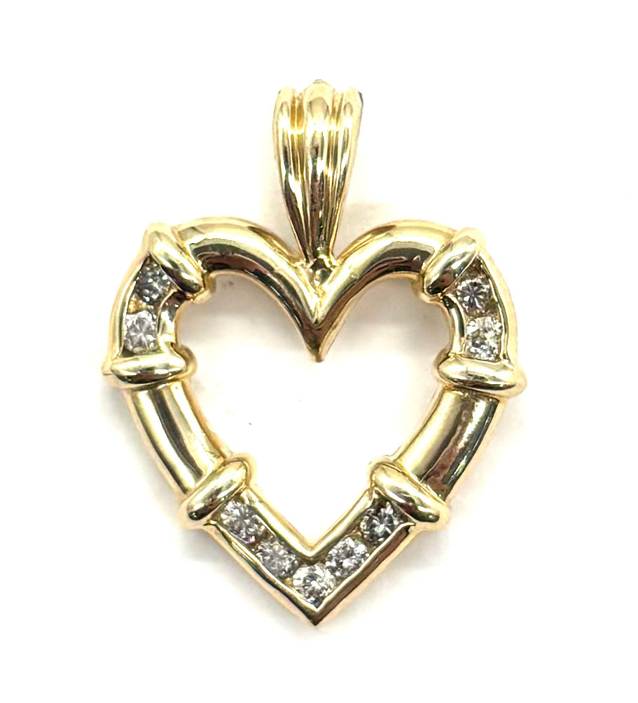 14k Diamond Heart Pendant