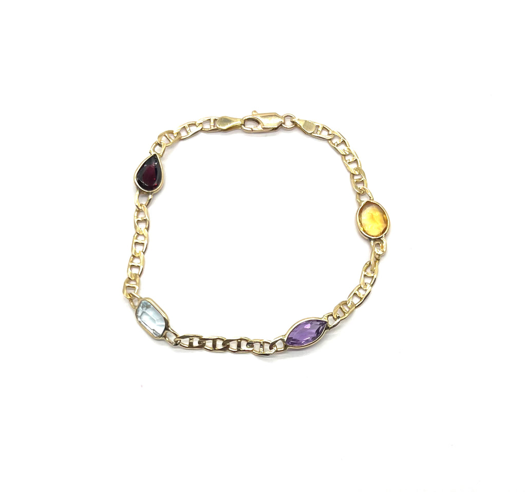 14k Yellow Gold Multi Gemstone Bracelet