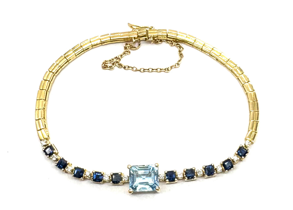 18k Sapphire and Blue Topaz Bracelet