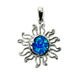 .925 Sterling Silver Blue Opal Sun & Moon Pendant Silver sun-shaped pendant with blue center on a white background