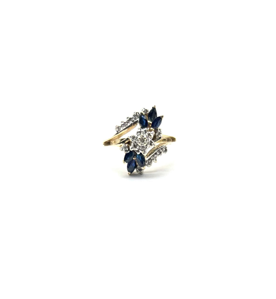 Marquise Sapphire and Diamond Split Ring