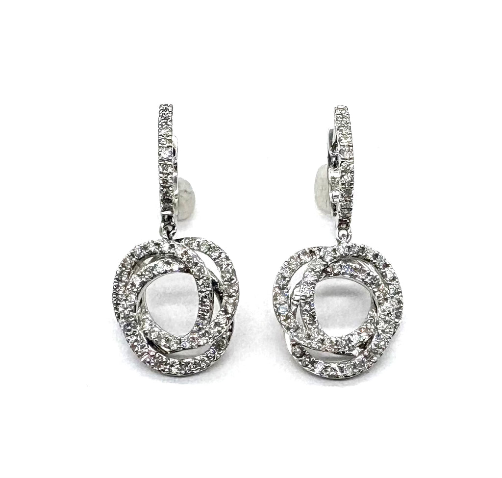 14k Diamond Drop Circle Earrings