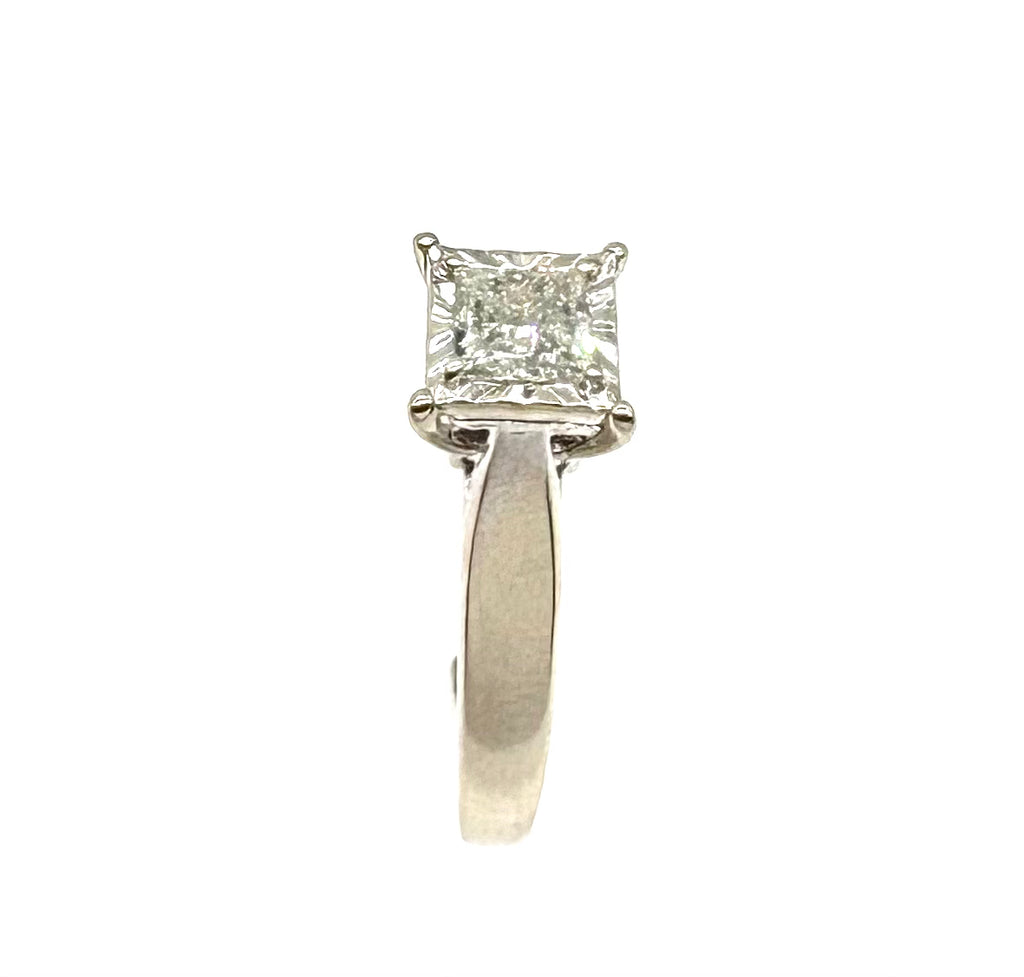 14k White Gold Diamond Cathedral Ring top