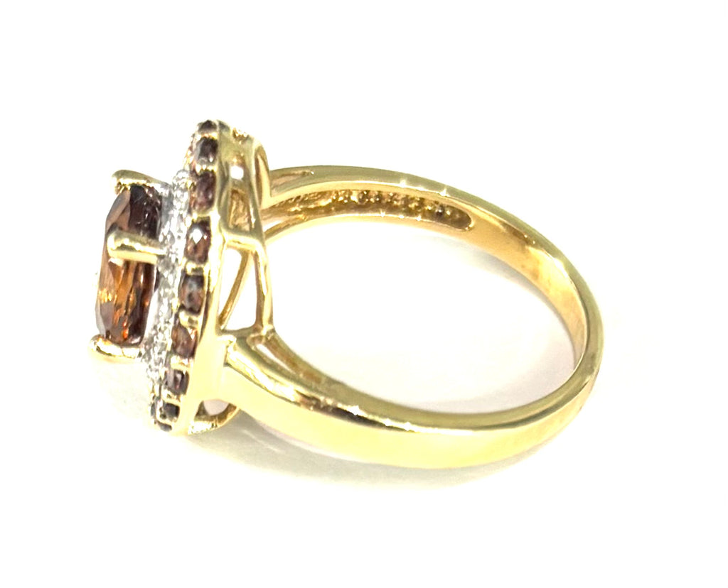 Citrine Double Halo Ring hole