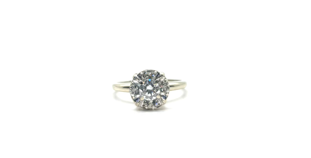 Vintage White Gold Diamond Cluster Ring