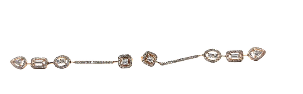 Rose Gold Diamond Halo Drop Earrings separate