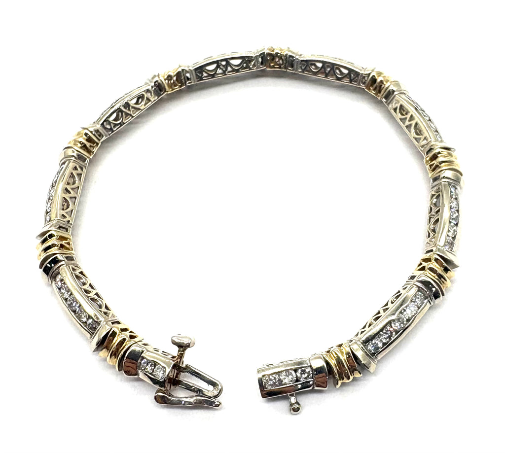 14k Diamond Channel 8 Bar Bracelet