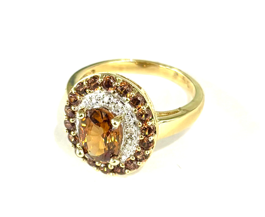 Citrine Double Halo Ring