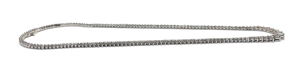 14k White Gold 8ctw Graduated Diamond Tennis Necklace flat