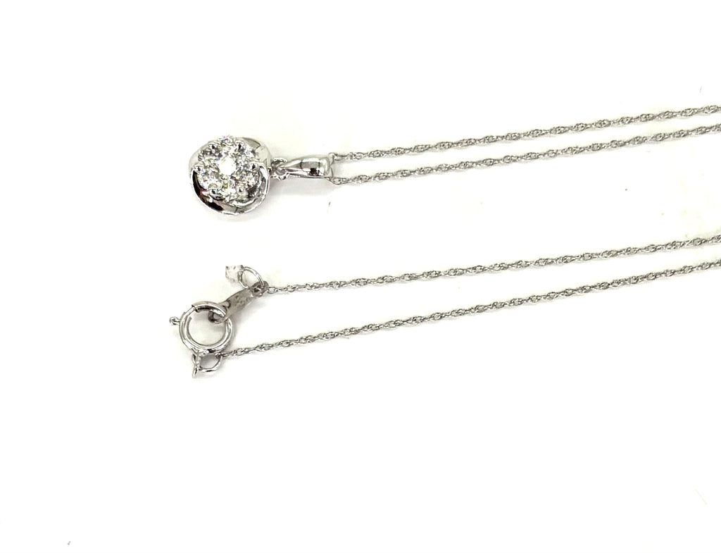 Diamond Flower Cluster Pendant Necklace end