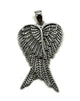 .925 Sterling Silver Angel Wings Pendant Silver angel wing pendant on a white background