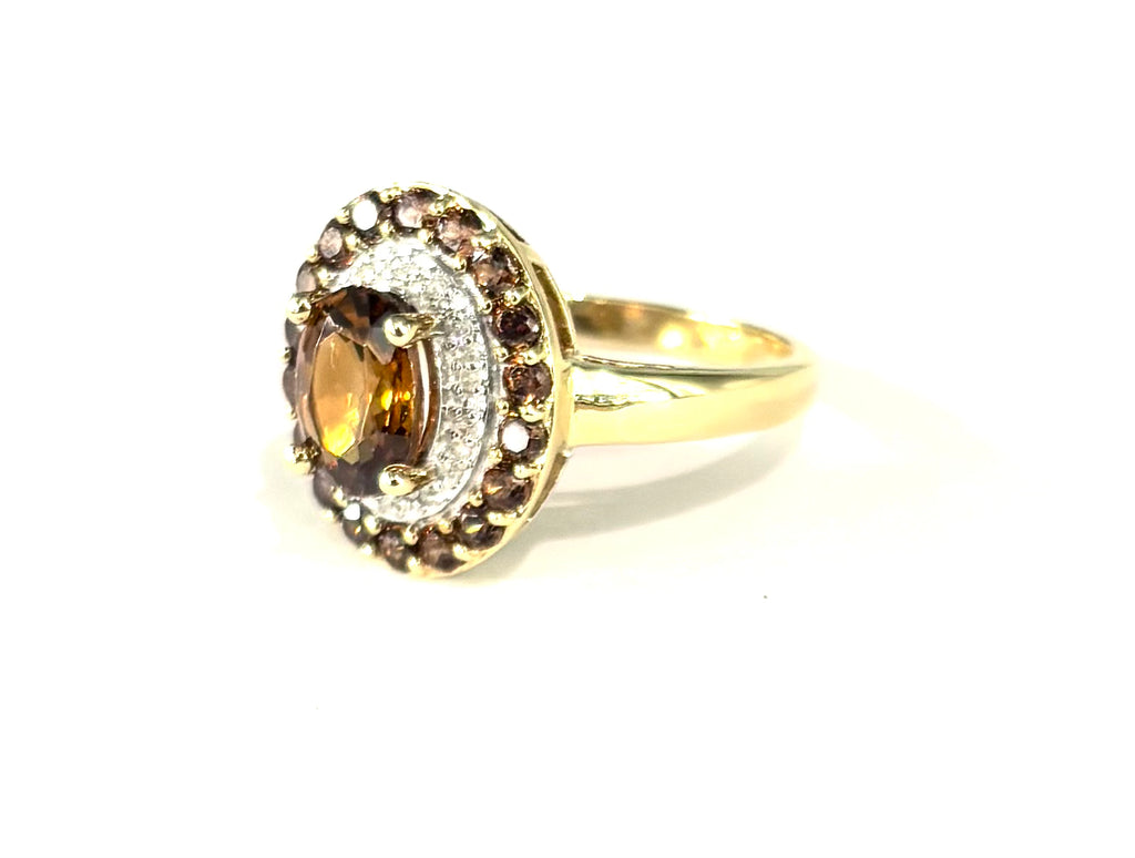 Citrine Double Halo Ring side