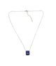 .925 Sterling Silver Framed Lapis Stationary Pendant Necklace 
Necklace with a blue pendant on a white background