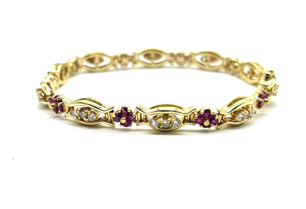 18k Diamond and Ruby Cutout Bracelet