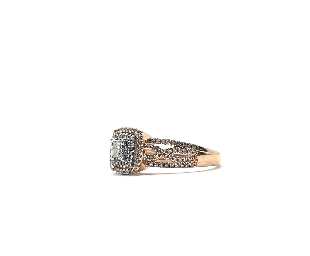 Rose Gold 1/2ctw Diamond Halo Ring side