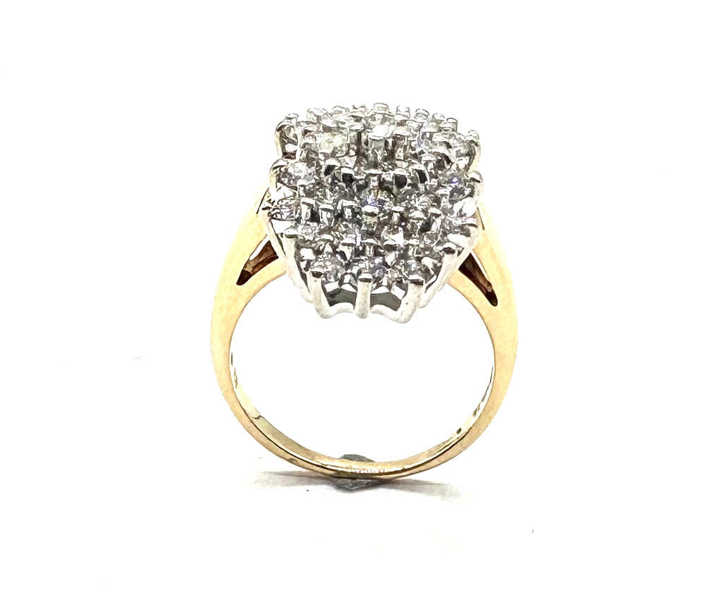 14k Yellow and White Gold Cluster Ring full