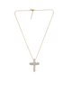 Gold necklace with a cross pendant on a white background