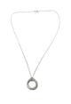 David Yurman .925 Sterling Silver Crossover Circle Diamond Pendant Necklace Silver necklace with a circular pendant on a white background
