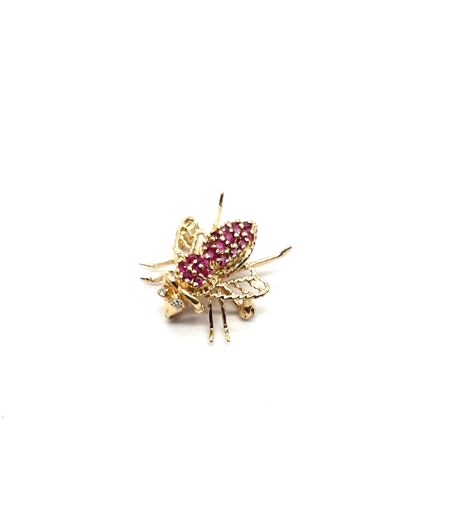 Ruby and Diamond Bee Brooch and Pendant