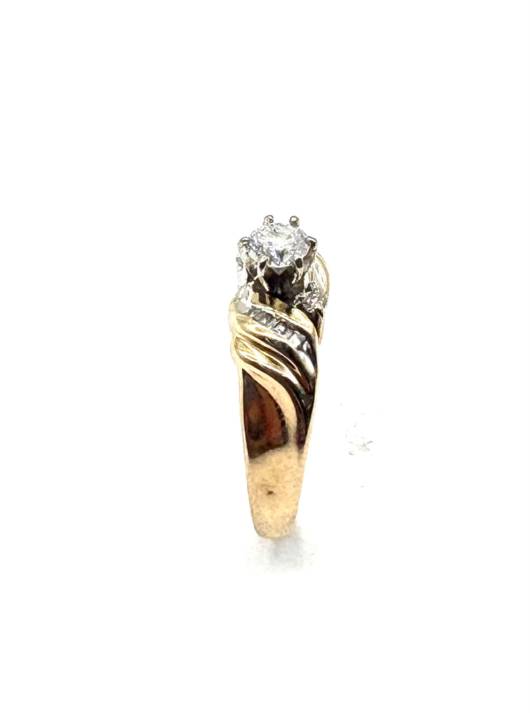 14k Yellow Gold Diamond Channel Twist Ring