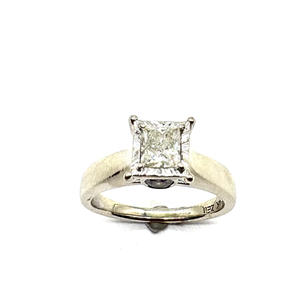 14k White Gold Diamond Cathedral Ring