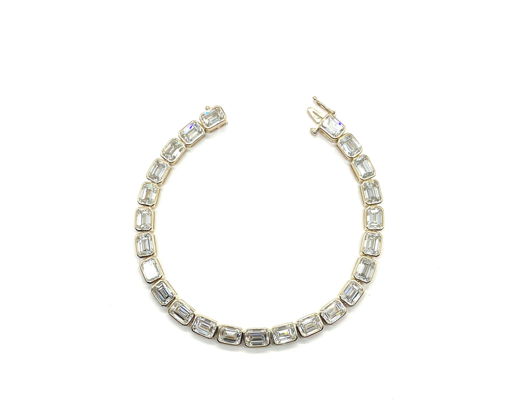 22ctw Lab Grown Emerald Cut Bezel Set Diamond Bracelet