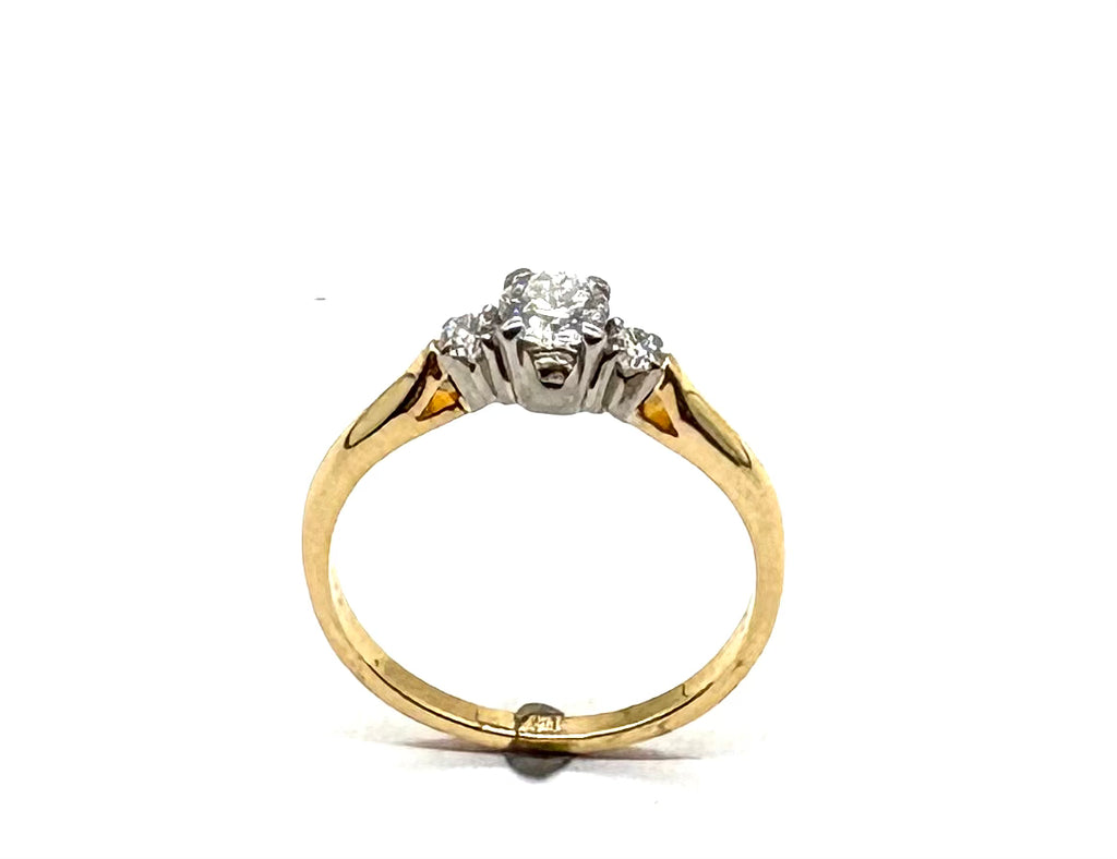 18k Yellow and White Gold Diamond Cathedral Ring hole