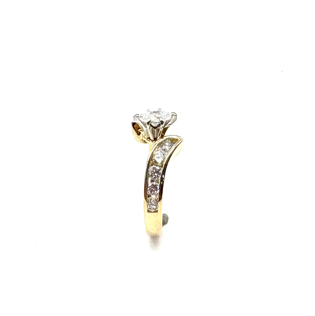 14k Yellow Gold Marquise Diamond Bypass Ring side