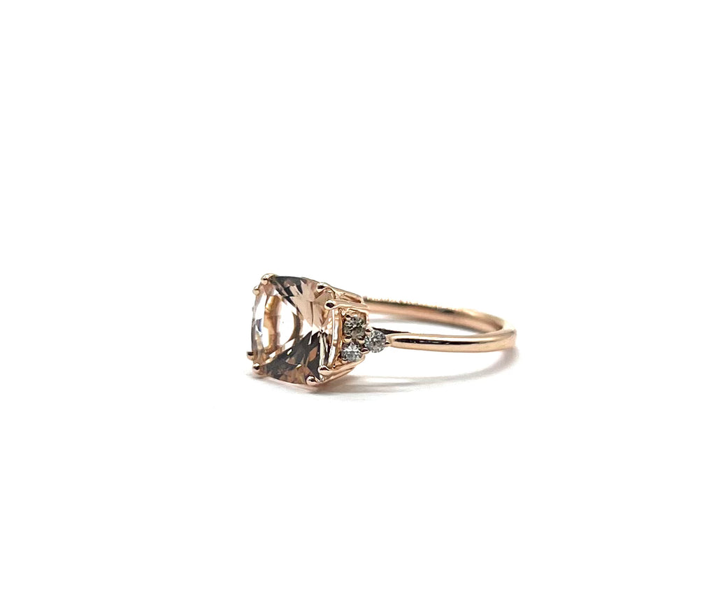 Rose Gold Morganite and Diamond Ring side