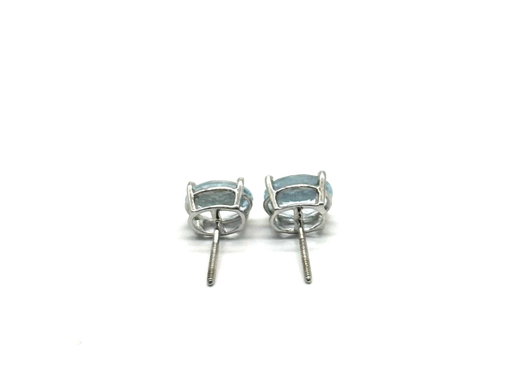 10k Aquamarine Basket Set Earrings back