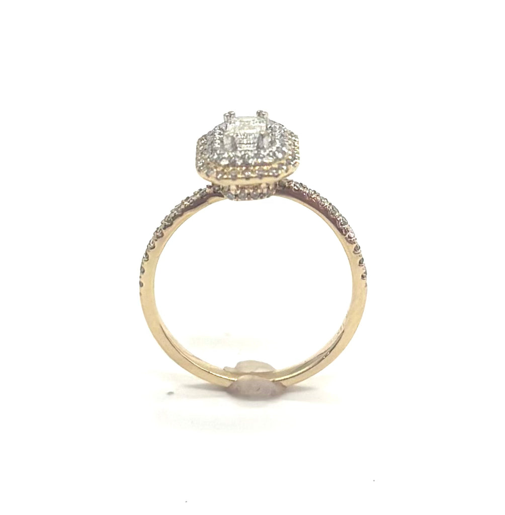 14k Emerald Cut Halo Ring hole