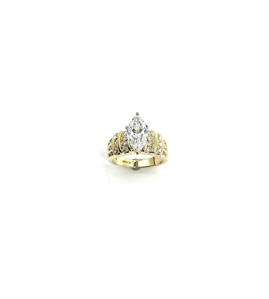 3.26ctw Lab Grown Diamond Marquise Ring front