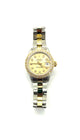 Rolex Stainless Steel and 18k Yellow Gold Ladies Date Just with Diamond Bezel and Dial
