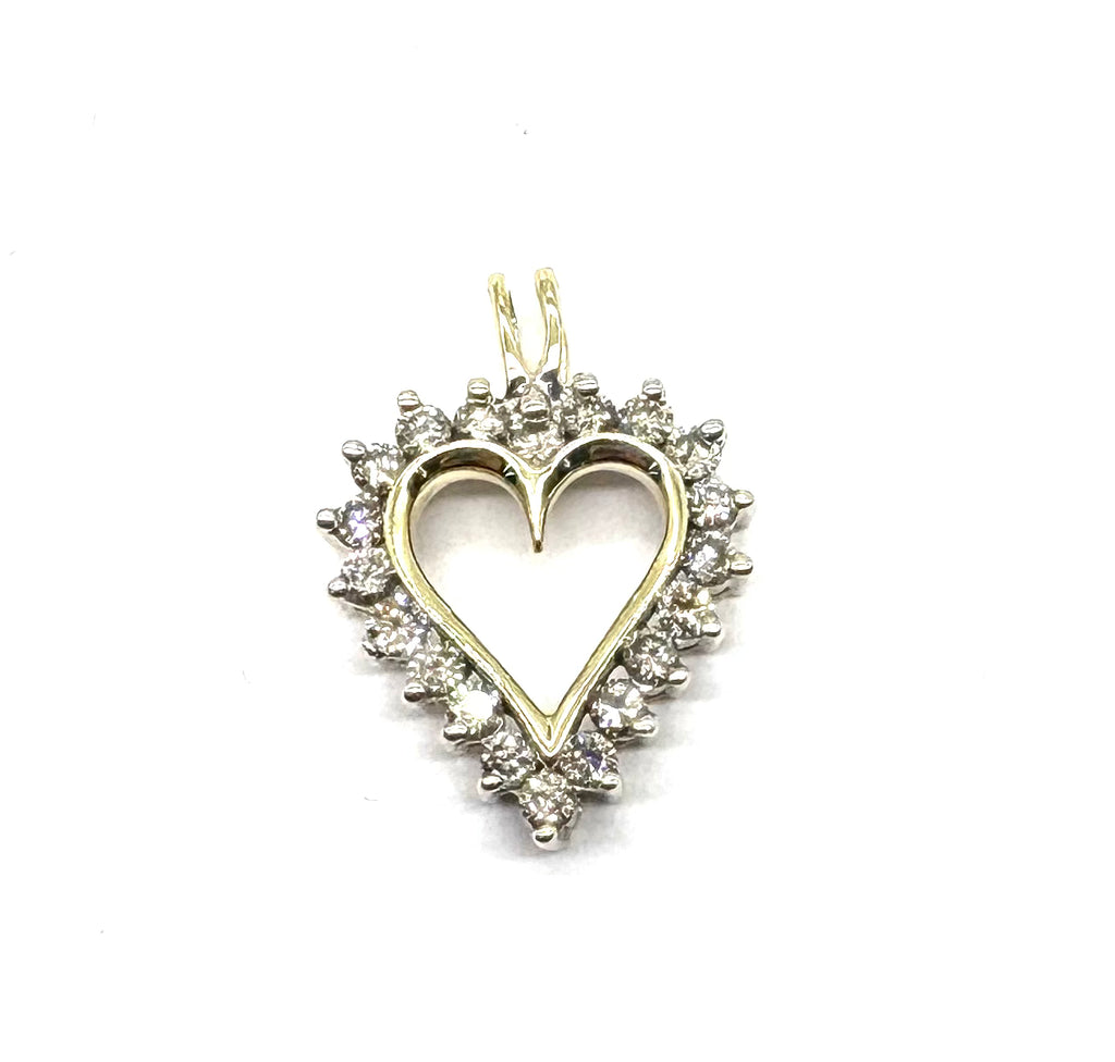 10k Diamond Heart Cutout Pendant