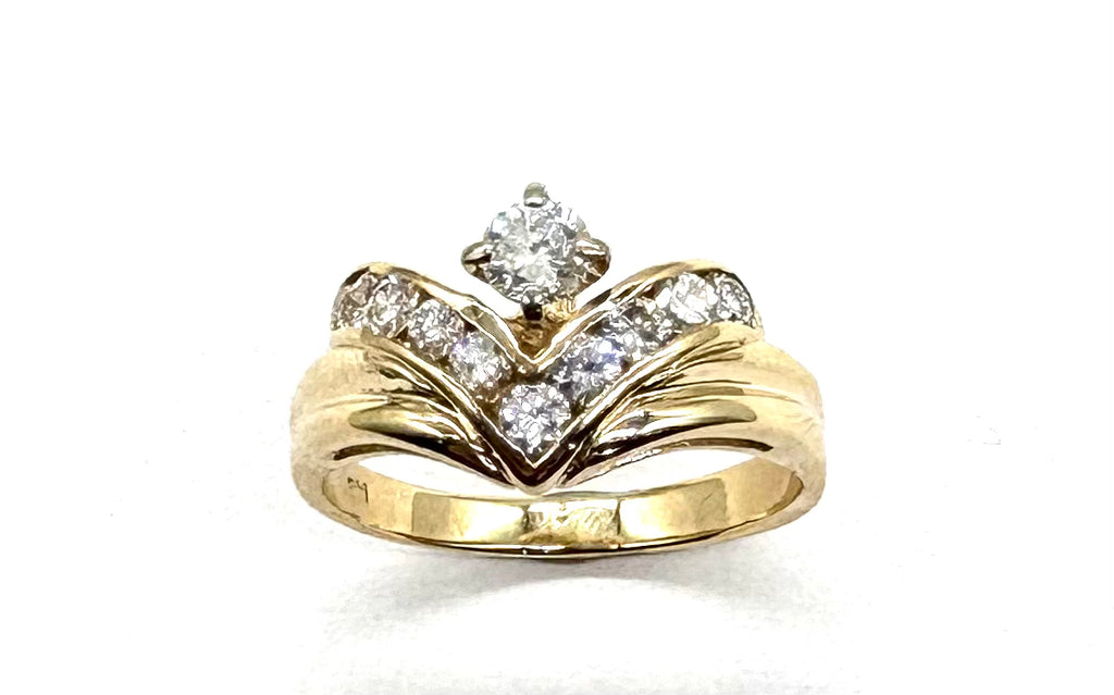 14k Diamond Channel Chevron Ring