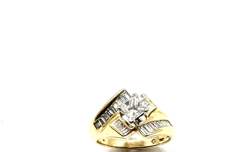 14k Yellow Gold Diamond Bypass Ring