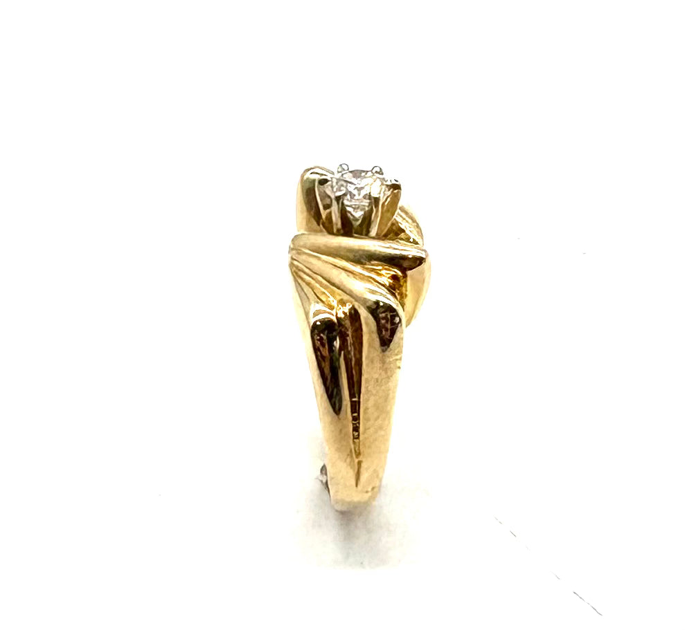 14k Yellow Gold Fan Bypass Ring side