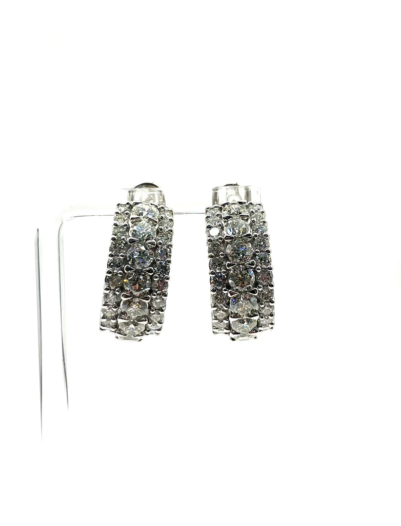 14k White Gold 10ctw Natural Diamond Hoop Earrings