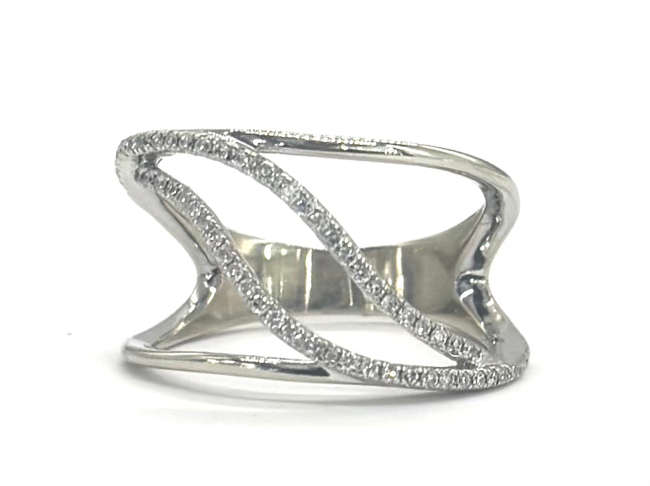 14k Diamond Wavy Cutout Ring