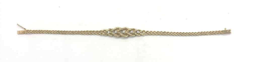 14k Rope Bracelet with 10ptw Diamonds