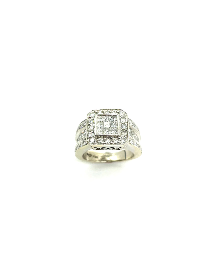 White Gold 2.50ctw Invisible Set Diamond Halo Ring