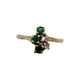 14K Yellow Gold Emerald w/ Diamond Accent Bypass Ring Gold ring with green gemstones on a white background