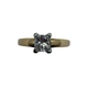 14K Yellow Gold/Platinum .89CT Diamond Princess Cut Solitaire Cathedral Ring Gold ring with a diamond on a white background