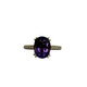 14K Yellow Gold 12PTW Diamond Amethyst Claw Prong Ring Ring with a purple gemstone on a white background