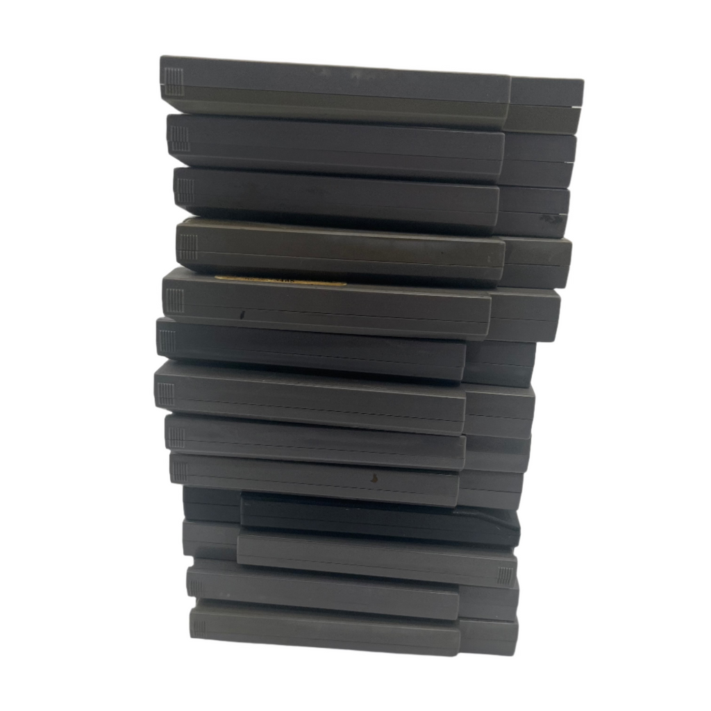 Stack of black rectangular objects on a white background