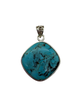 .925 Sterling Silver Turquoise Bezel Frame Pendant Turquoise pendant with silver setting on a white background