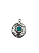 .925 Sterling Silver Blue Opal Multi-Frame Hammered Pendant Silver pendant with a central gemstone on a white background