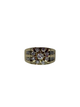 14K Yellow Gold 1CTW Diamond Channel Starburst Ring Gold ring with diamonds on a white background