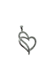Heart-shaped pendant with diamonds  on a white background