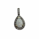 14K Yellow Gold 1/5CTW Diamond Pear White Opal Halo Pendant